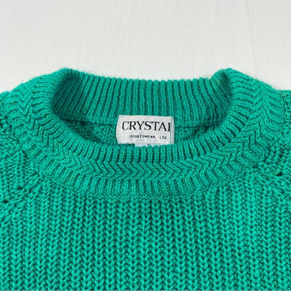 Crystal Knit Turtleneck Short-sleeved Sweater Teal  Cozy Thick Oversized… - Picture 4 of 8